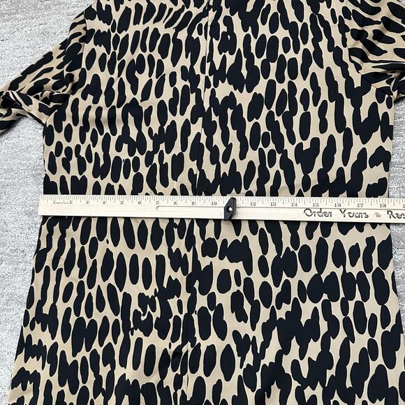 LOFT Dress Womens 8 Brown Black Animal Print Long Sleeve Shift Pockets Career - Picture 12 of 14
